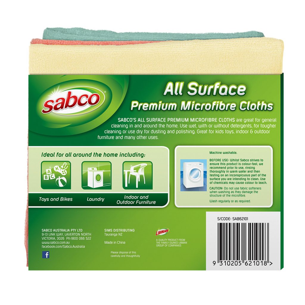 All Surface Premium Microfibre Cloths - 3PK - Sabco