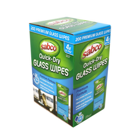 SAB62114 Quick-Dry Glass Wipes 4 x 50PK